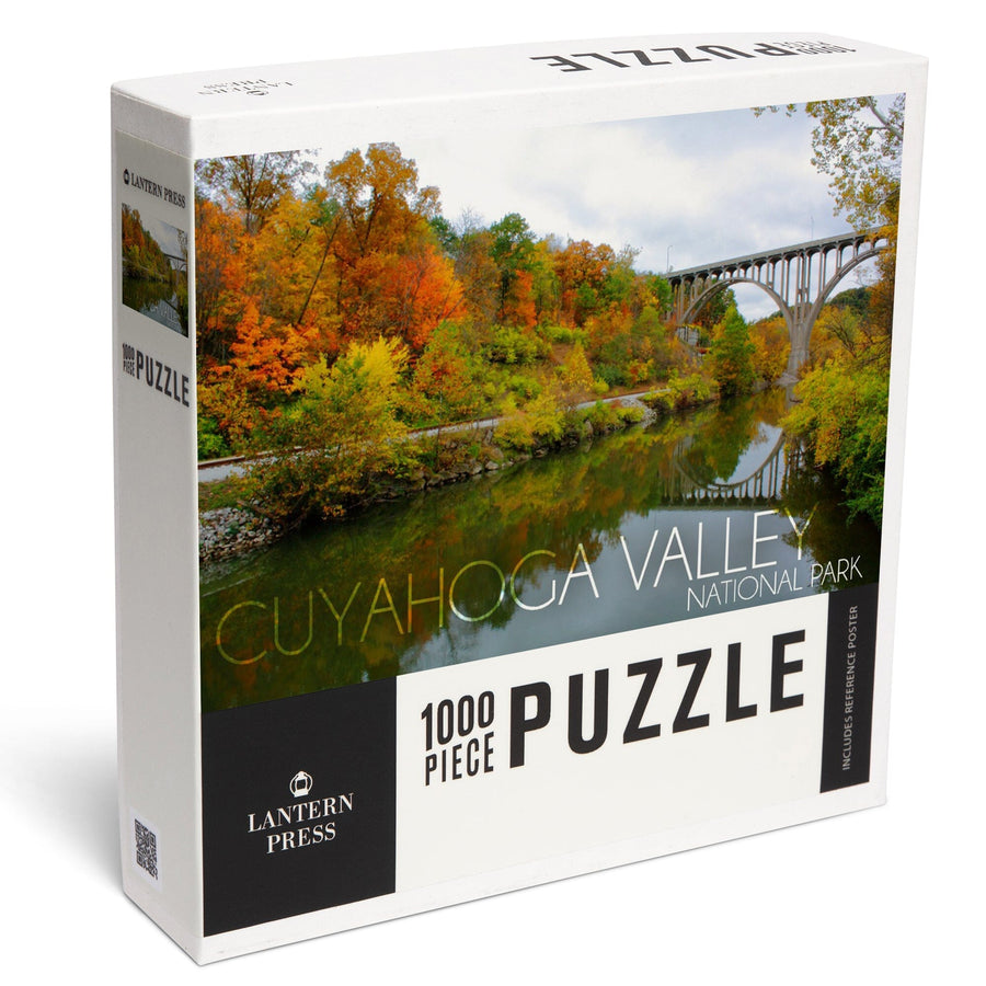 Cuyahoga Valley National Park, Ohio, Fall Foliage and Bridge, Jigsaw Puzzle Puzzle Lantern Press 