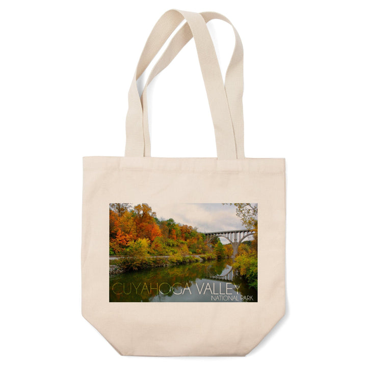 Cuyahoga Valley National Park, Ohio, Fall Foliage & Bridge, Lantern Press Photography, Tote Bag Totes Lantern Press 