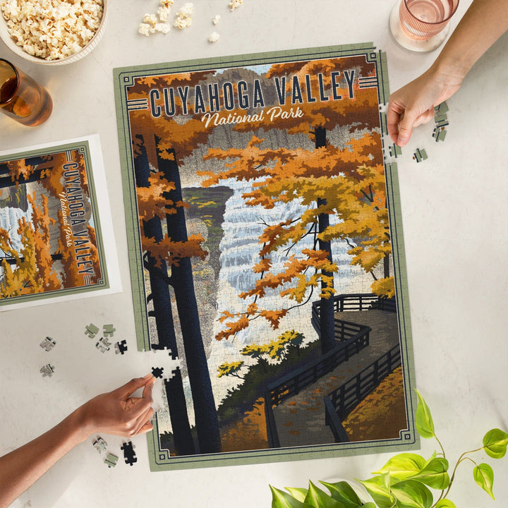 Cuyahoga Valley National Park, Ohio, Lithograph National Park Series, Jigsaw Puzzle Puzzle Lantern Press 