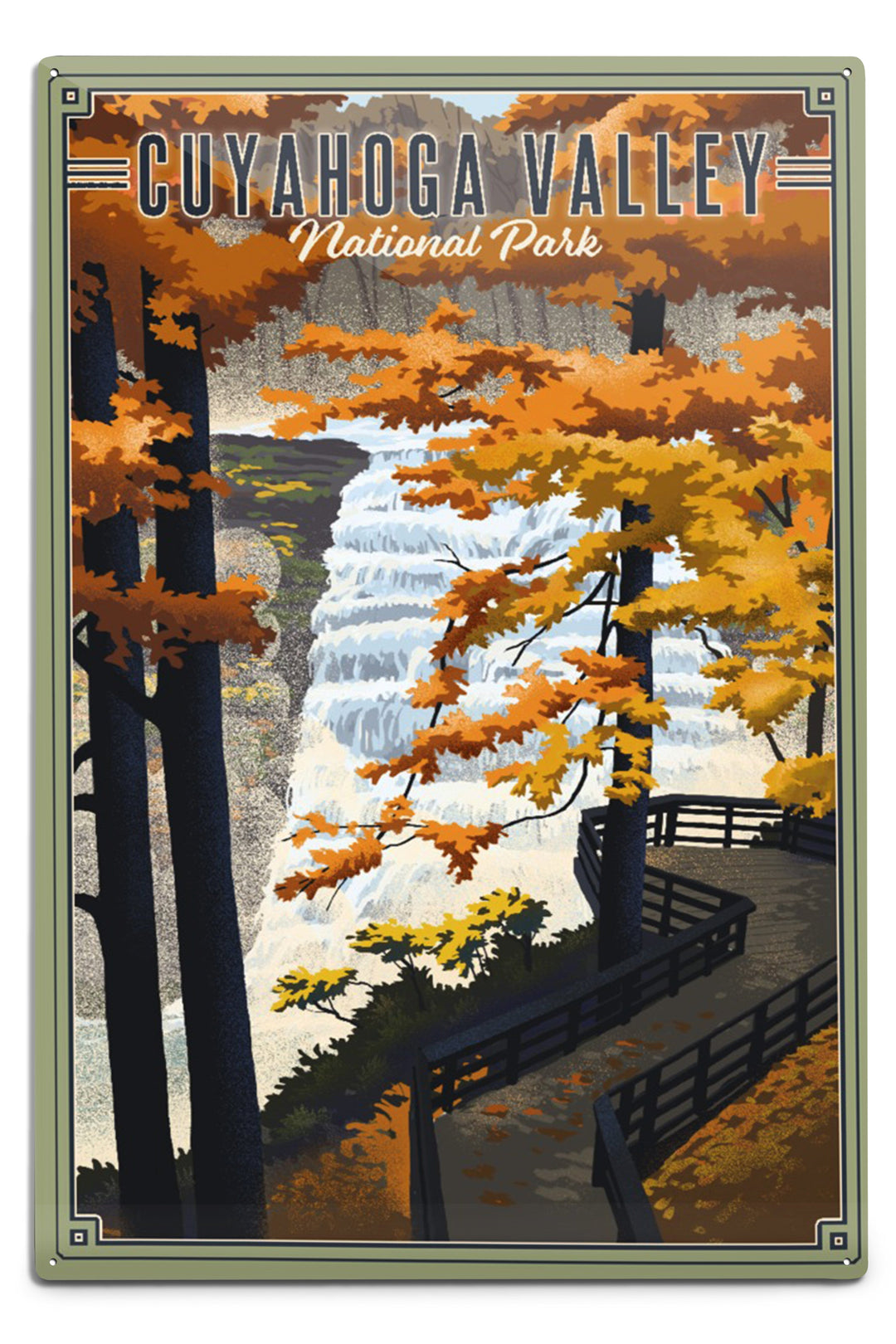 Cuyahoga Valley National Park, Ohio, Lithograph National Park Series, Metal Signs Metal Lantern Press 12x18 Metal Sign 