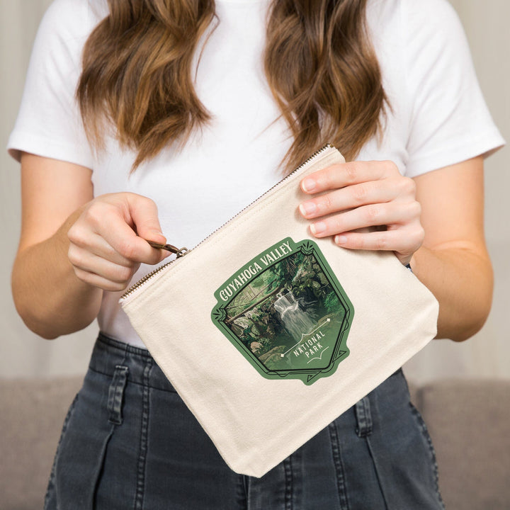 Cuyahoga Valley National Park, Ohio, Painterly National Park Series,, Organic Cotton Zipper Pouch, Go Bag Go Bag Lantern Press 