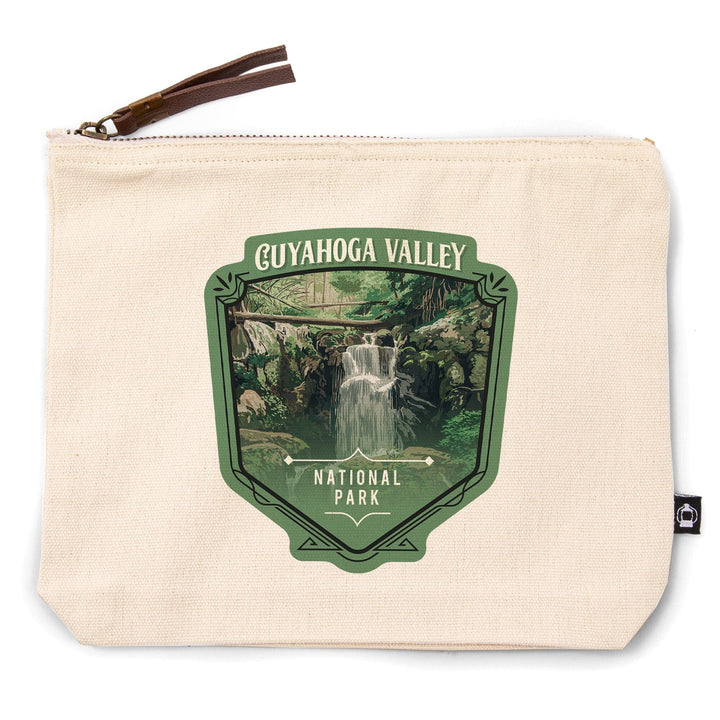 Cuyahoga Valley National Park, Ohio, Painterly National Park Series,, Organic Cotton Zipper Pouch, Go Bag Go Bag Lantern Press 