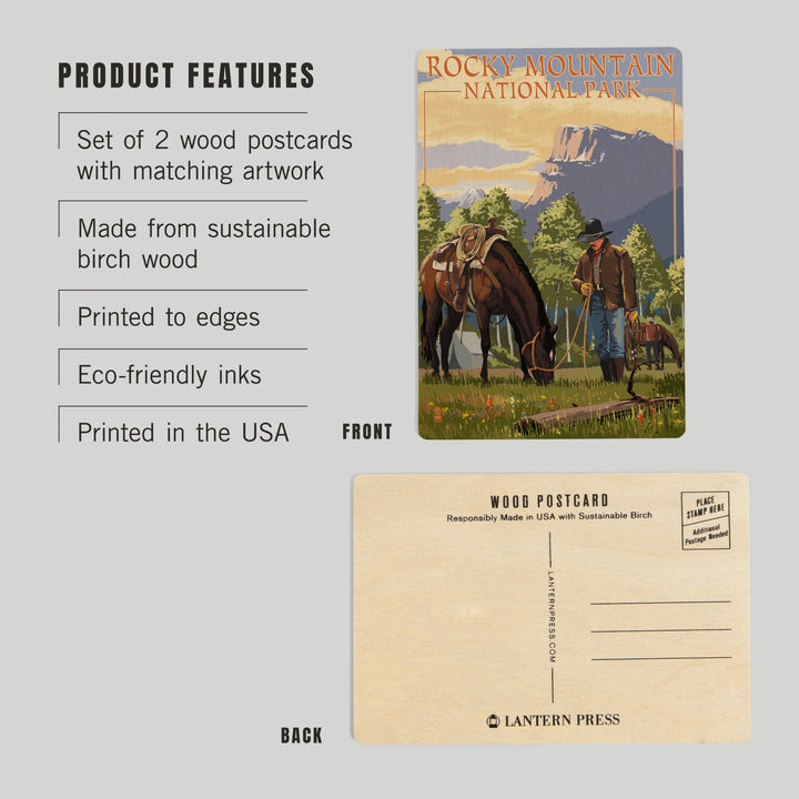 Rocky Mountain National Park, Colorado, Cowboy, Wood Sign and Postcards