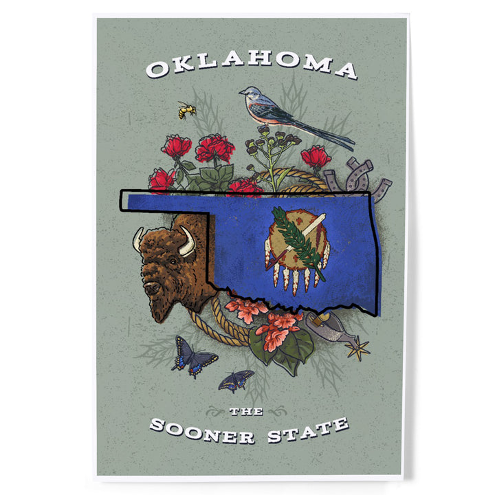 Oklahoma, State Treasure Trove, The Sooner State, Art & Giclee Prints