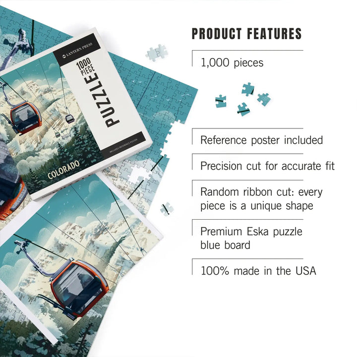 Colorado, Lithograph, Gondola, Jigsaw Puzzle