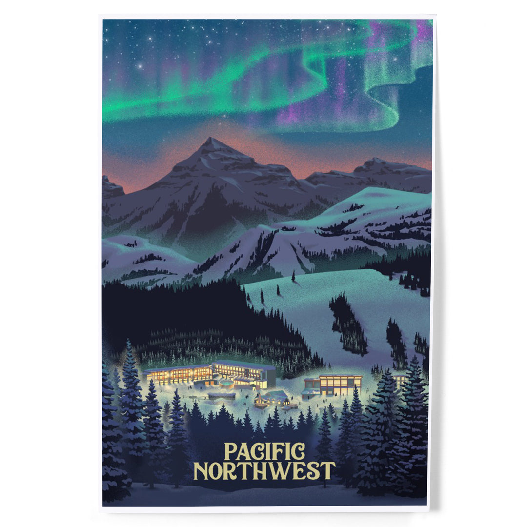 Pacific Northwest, Village Northern Lights, Art & Giclee Prints