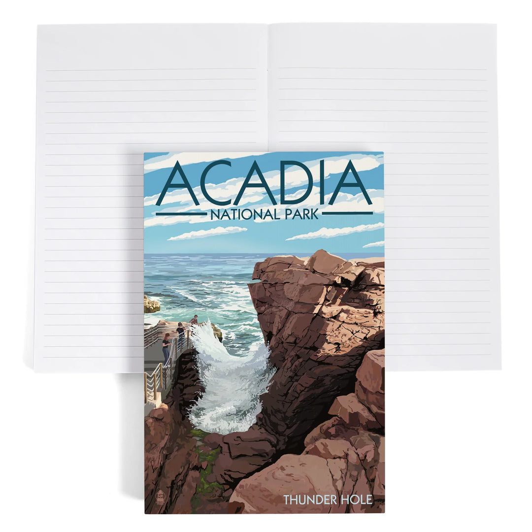 Lined 6x9 Journal, Acadia National Park, Maine, Thunder Hole Day, Lay Flat, 193 Pages, FSC paper