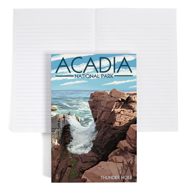 Lined 6x9 Journal, Acadia National Park, Maine, Thunder Hole Day, Lay Flat, 193 Pages, FSC paper