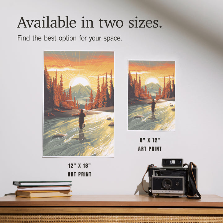 This is Living, Fly Fishing with Mountain, Art & Giclee Prints