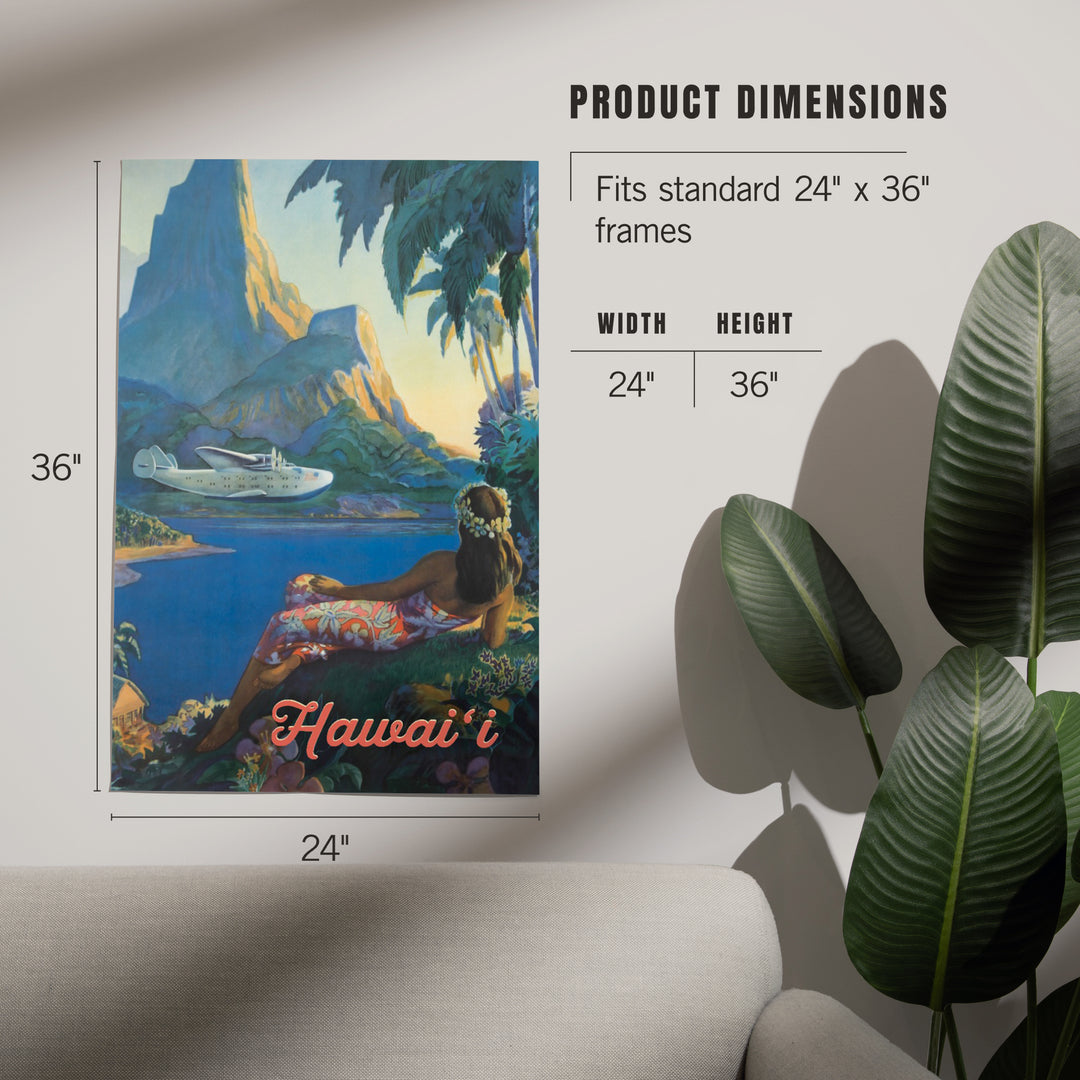 Hawaii, Vintage Tropical Airplane, Art & Giclee Prints