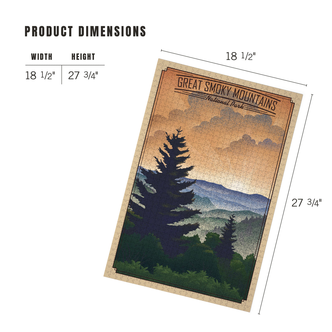 Great Smoky Mountains National Park, Lithograph National Park Series, Jigsaw Puzzle
