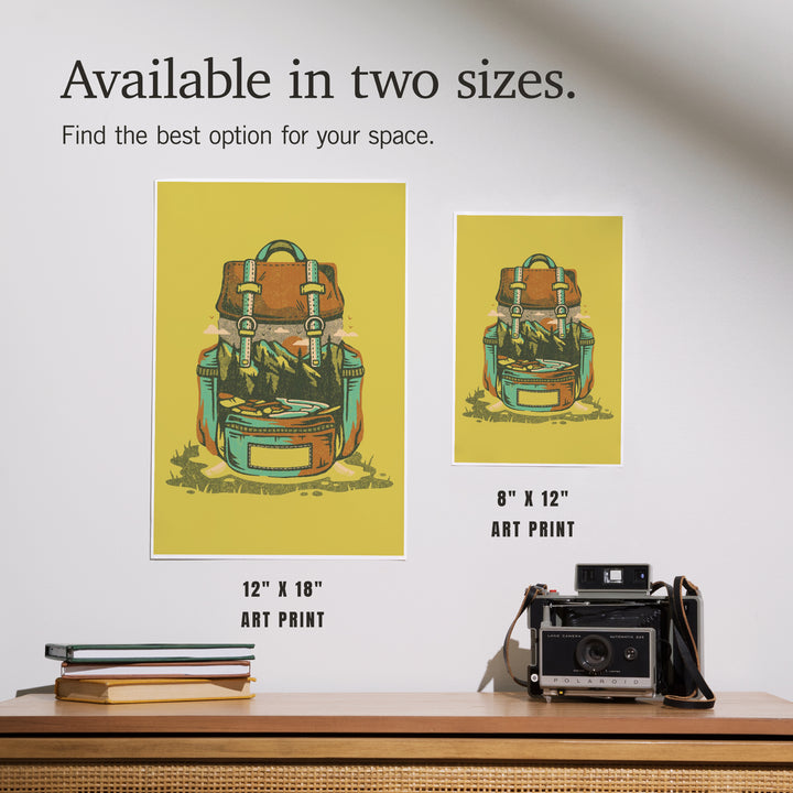 Backpack, Distressed Vector, Yellow, Art & Giclee Prints
