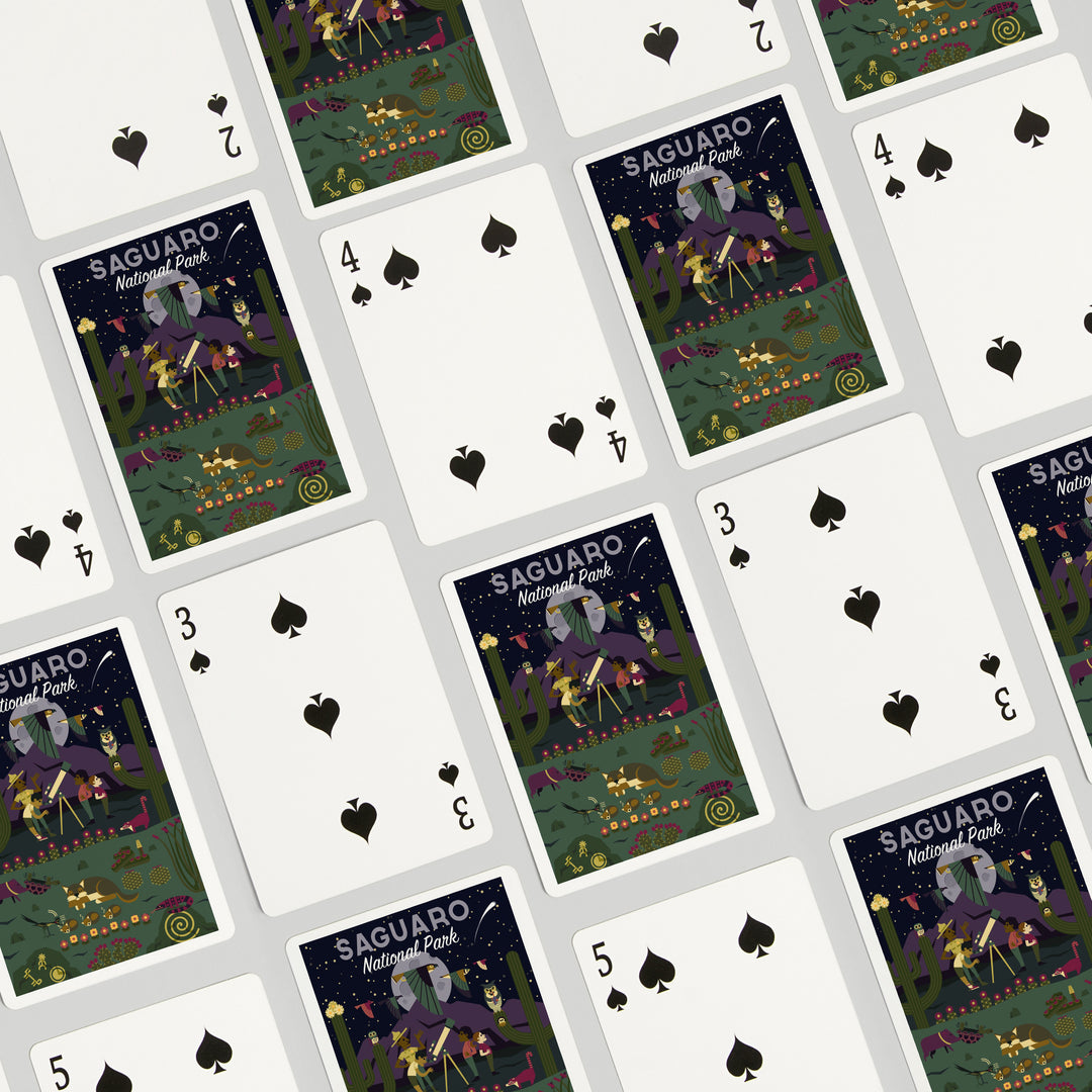 Playing Cards, Saguaro National Park, Arizona, Night, Geometric National Park Series, 52 Card Deck with Jokers in Box, Unique Art