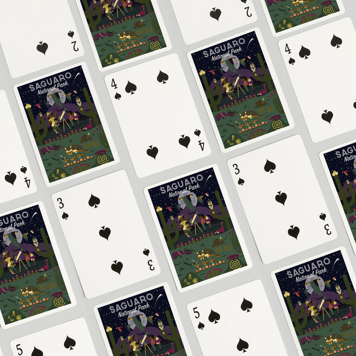 Playing Cards, Saguaro National Park, Arizona, Night, Geometric National Park Series, 52 Card Deck with Jokers in Box, Unique Art