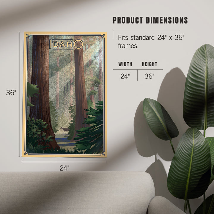 Idaho, Deer in Forest, Lithograph, Art & Giclee Prints