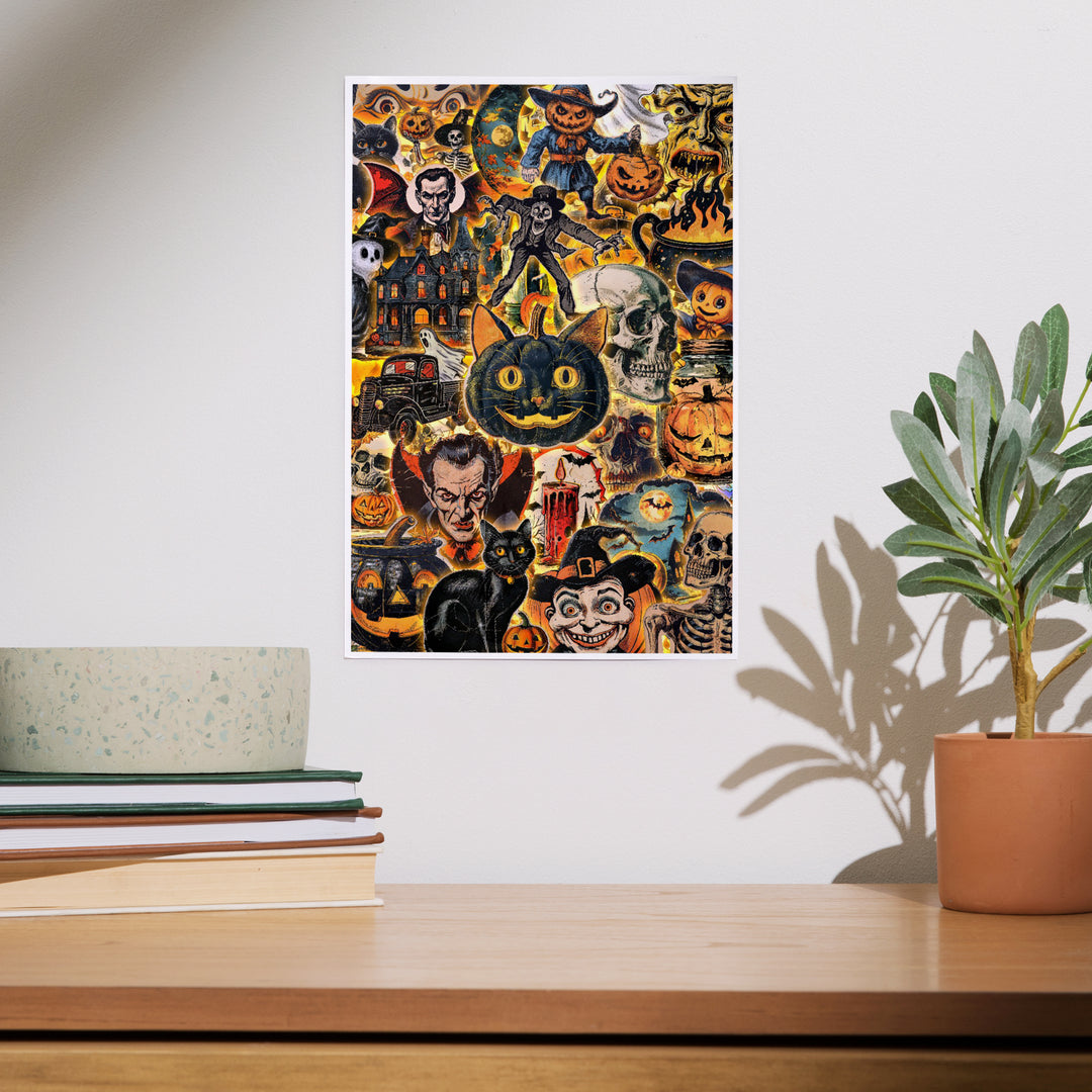 Vintage Halloween Collage, Art & Giclee Prints