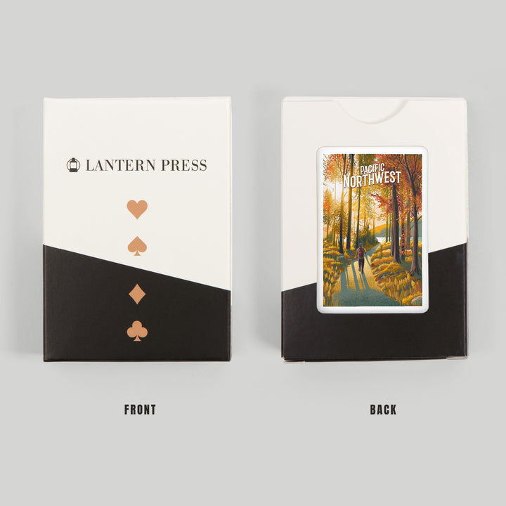 Playing Cards, Pacific Northwest, Walk In The Woods, Day Hike, 52 Card Deck with Jokers in Box, Unique Art