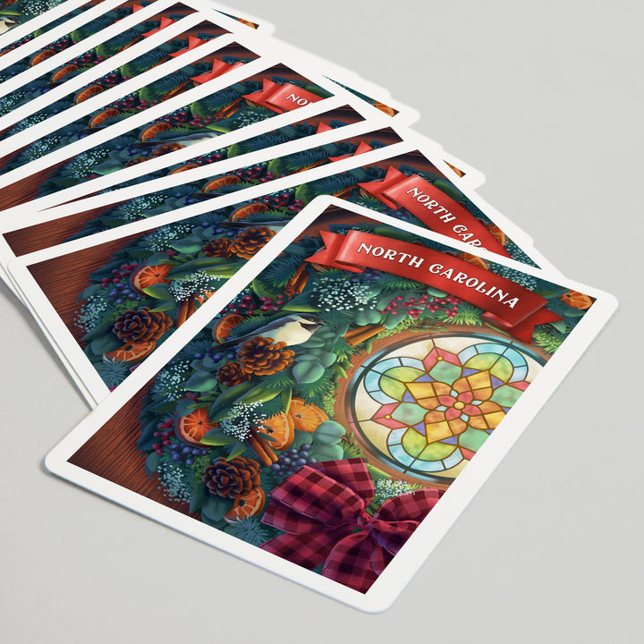 Playing Cards, North Carolina, Front Door with Wreath, 52 Card Deck with Jokers in Box, Unique Art