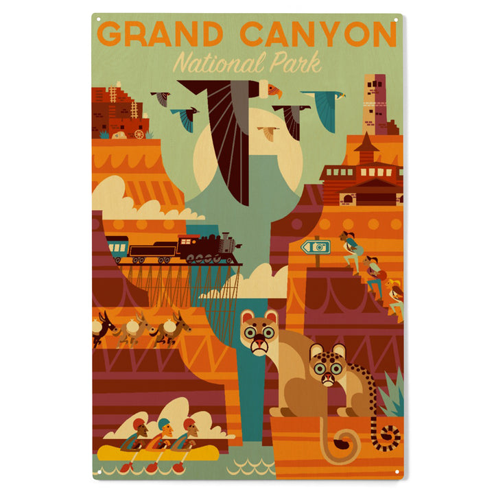 Grand Canyon National Park, Arizona, Geometric, Wood Sign and Postcards