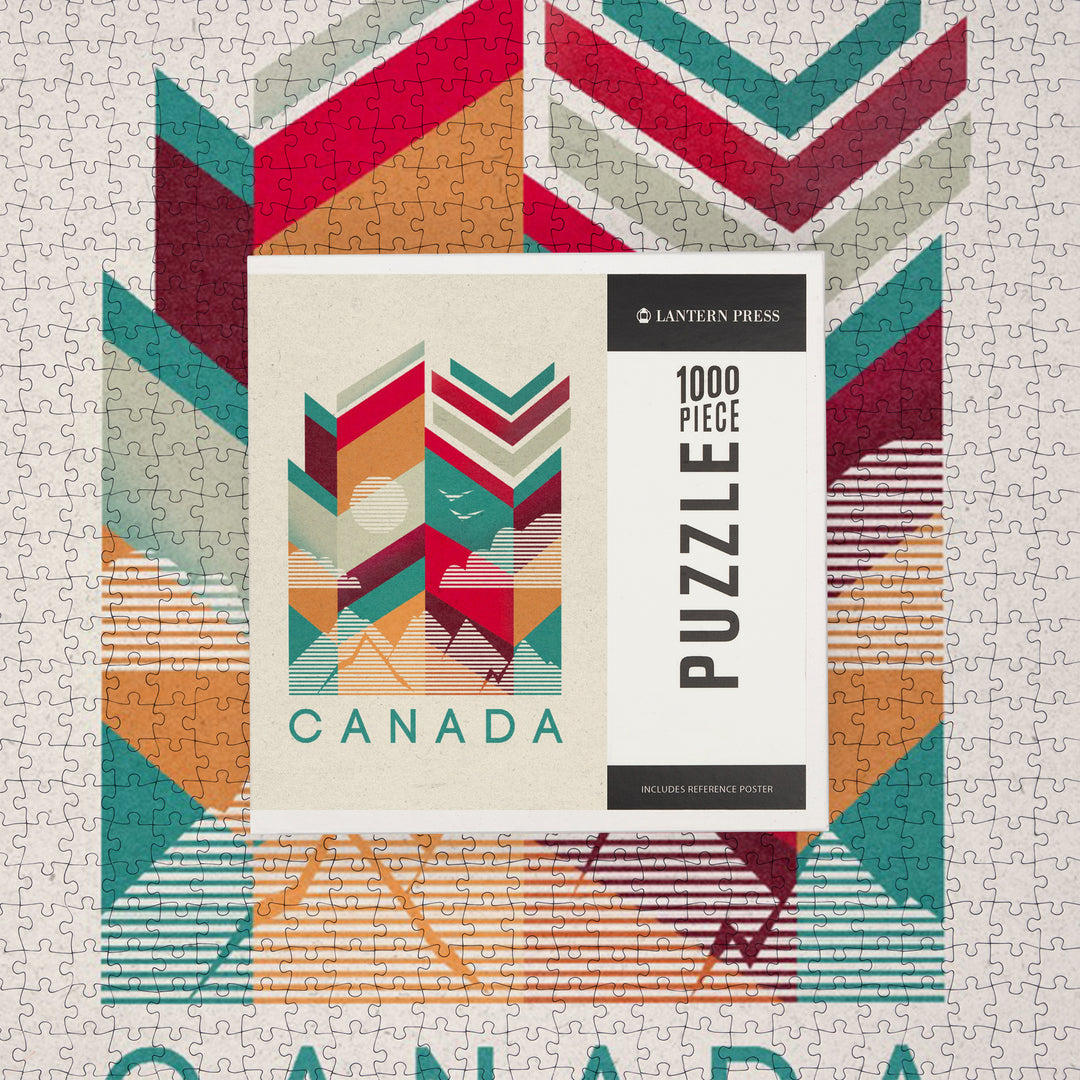 Canada, Geometric Line Art, Jigsaw Puzzle