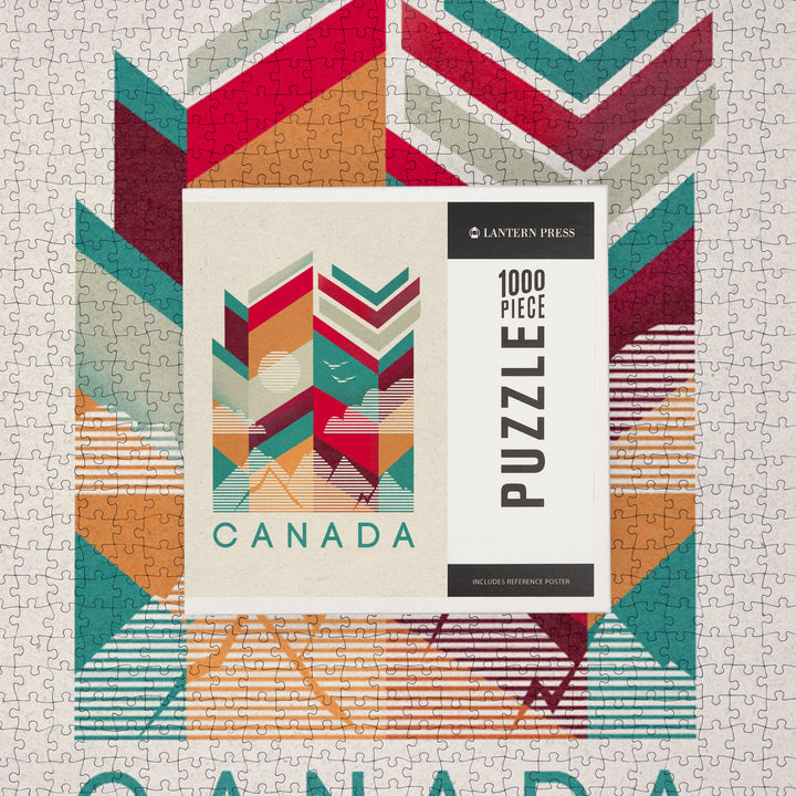Canada, Geometric Line Art, Jigsaw Puzzle