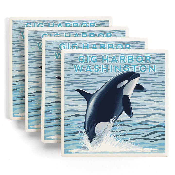 Gig Harbor, Washington, Orca Whale Jumping, Coasters