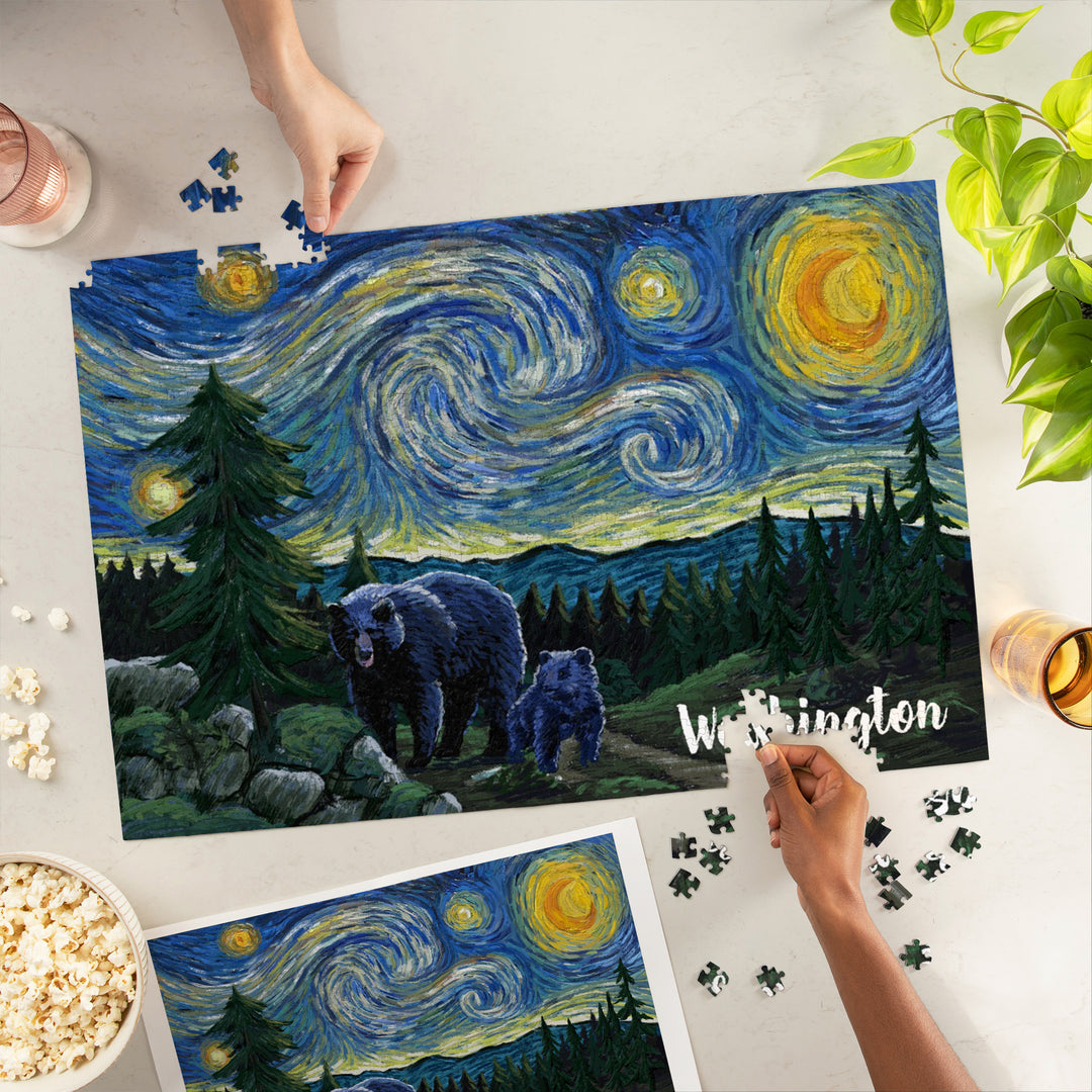 Washington, Starry Night, Bear and Cub, Jigsaw Puzzle