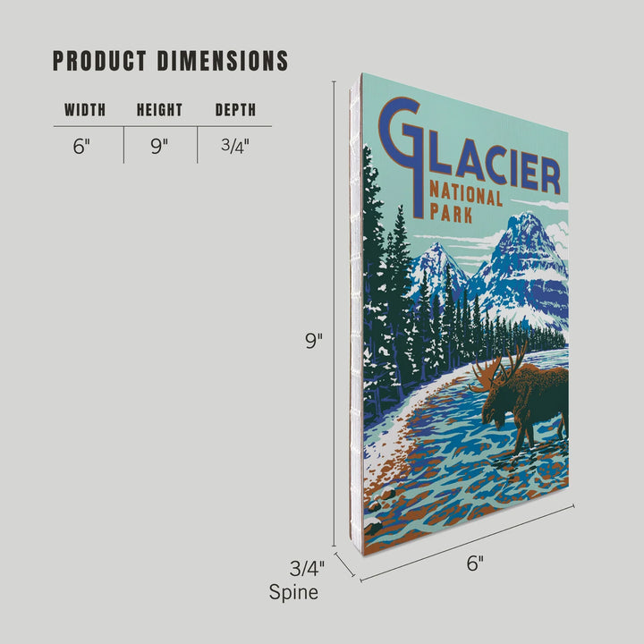 Lined 6x9 Journal, Glacier National Park, Montana, Explorer Series, Moose, Lay Flat, 193 Pages, FSC paper