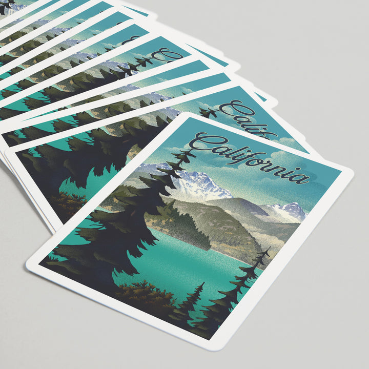 Playing Cards, California, Lithograph, Lake and Mountains Scene, 52 Card Deck with Jokers in Box, Unique Art