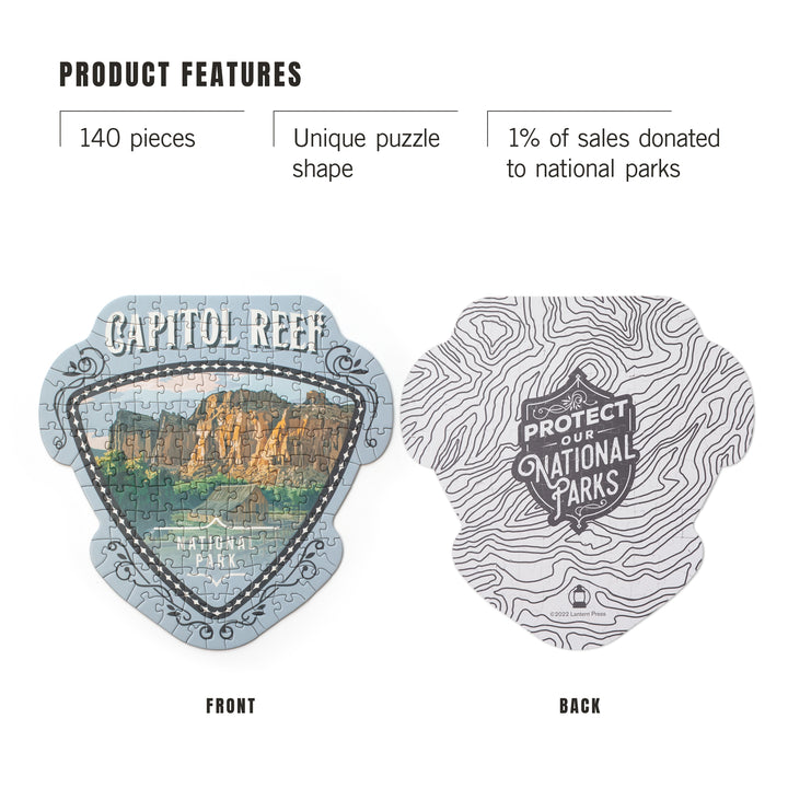 Lantern Press Mini Shaped Adult Jigsaw Puzzle, Protect Our National Parks (Capitol Reef)