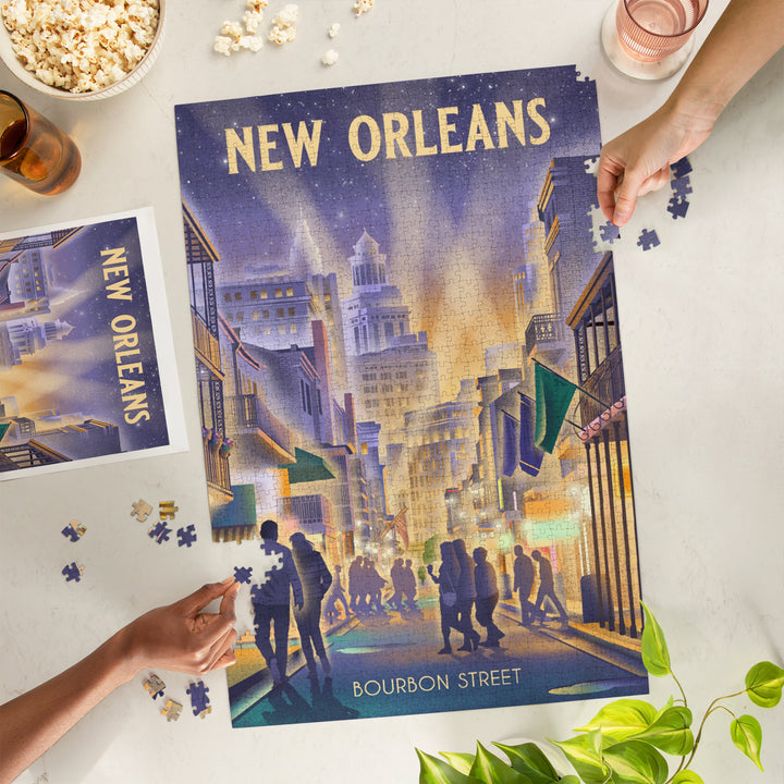 New Orleans, Louisiana, Bourbon Street Litho, Jigsaw Puzzle