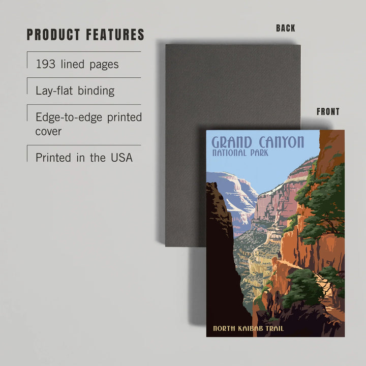 Lined 6x9 Journal, Grand Canyon National Park, Arizona, North Kaibab Trail, Lay Flat, 193 Pages, FSC paper