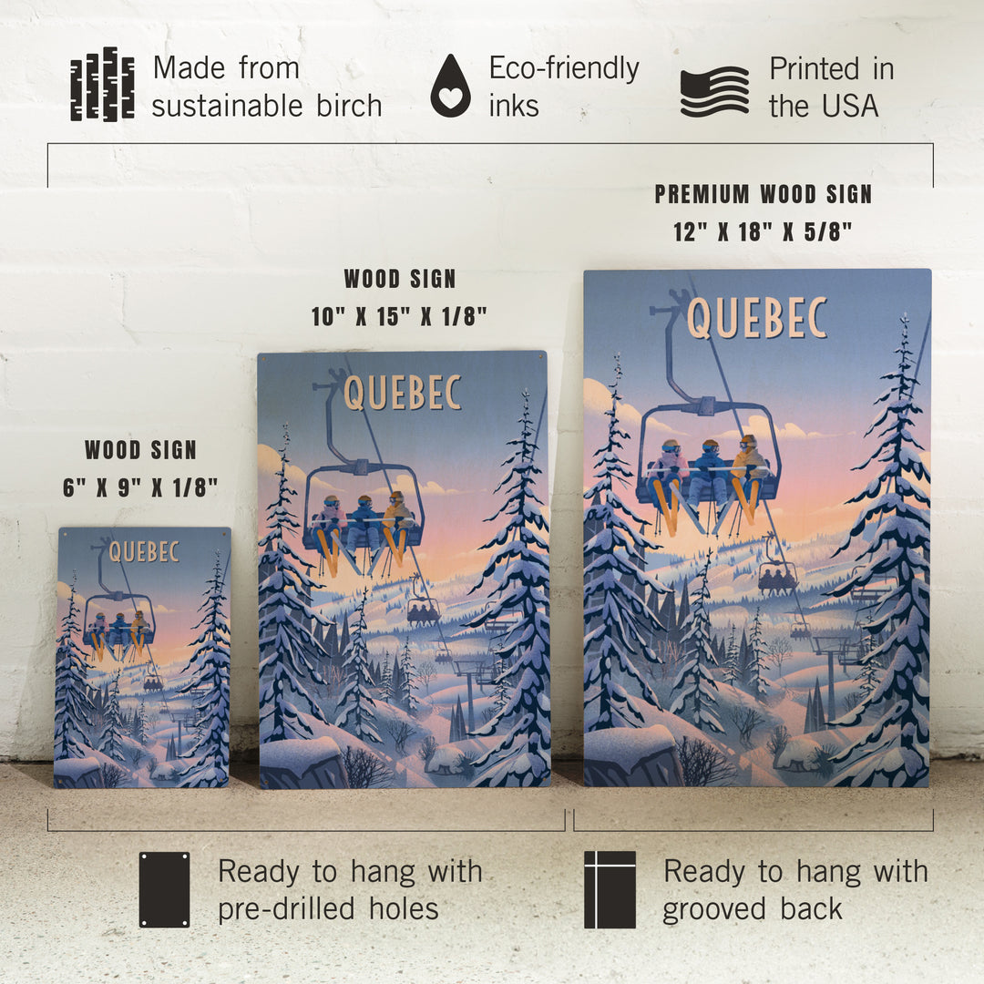 Quebec, Chill on the Uphill, Ski Lift, Wood Signs and Postcards