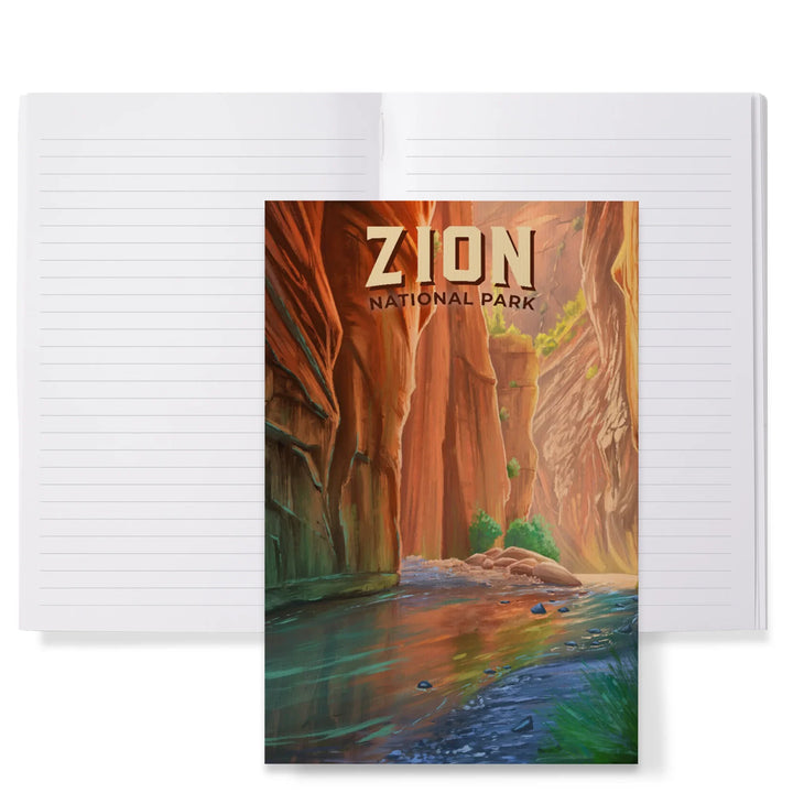 Lined 6x9 Journal, Zion National Park, Utah, Oil Painting, The Narrows, Lay Flat, 193 Pages, FSC paper