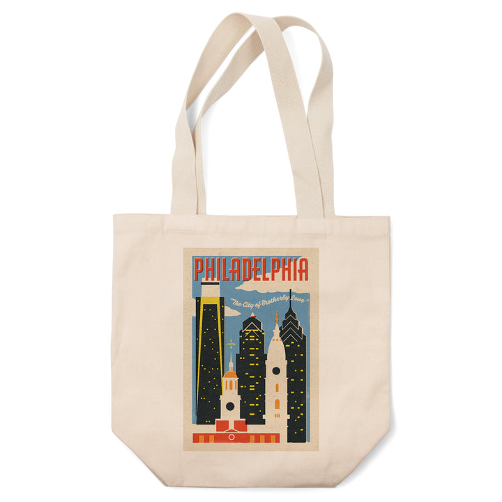 Philadelphia, Pennsylvania, Woodblock City Series, Skyline, Tote Bag