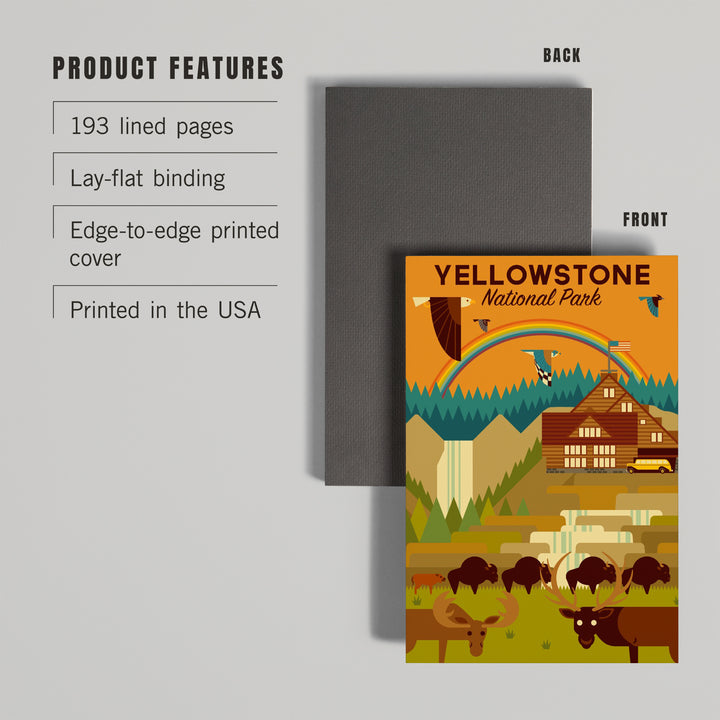 Lined 6x9 Journal, Yellowstone National Park, Geometric Experience Collection, Lodge, Lay Flat, 193 Pages, FSC paper