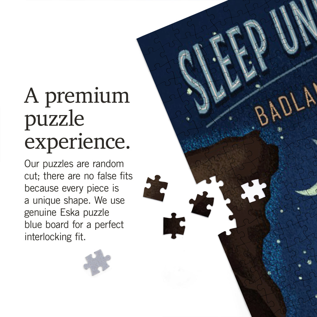Badlands National Park, South Dakota, Sleep Under the Stars, Tent and Night Sky, Jigsaw Puzzle