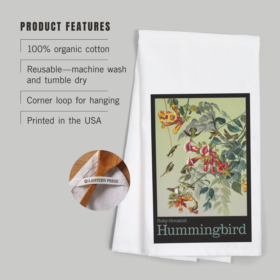 Audubon Birds, North America Hummingbird, Organic Cotton Kitchen Tea Towels
