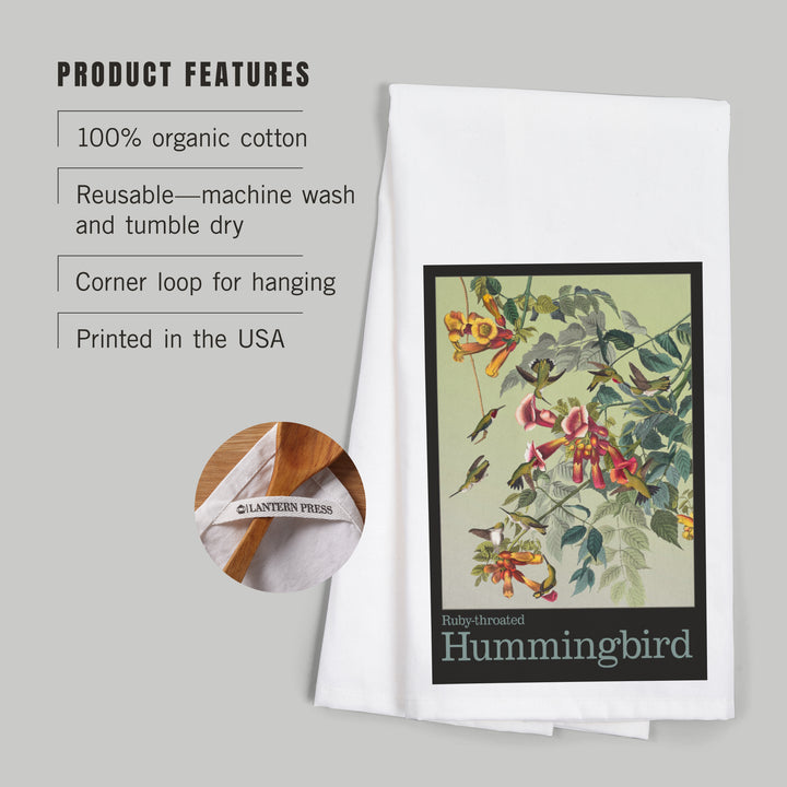 Audubon Birds, North America Hummingbird, Organic Cotton Kitchen Tea Towels