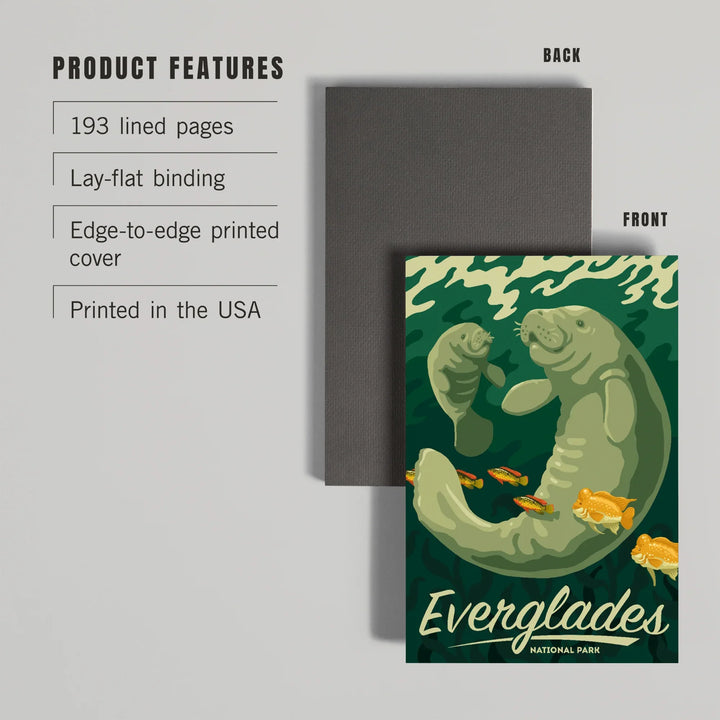 Lined 6x9 Journal, Everglades National Park, Manatee and Calf Swimming, Lay Flat, 193 Pages, FSC paper