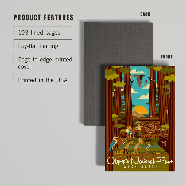 Lined 6x9 Journal, Olympic National Park, Washington, Geometric National Park Series, Lay Flat, 193 Pages, FSC paper