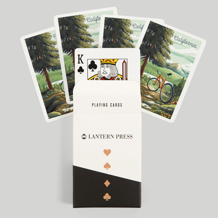 Playing Cards, California, Off To Wonder, Cycling with Mountains, 52 Card Deck with Jokers in Box, Unique Art