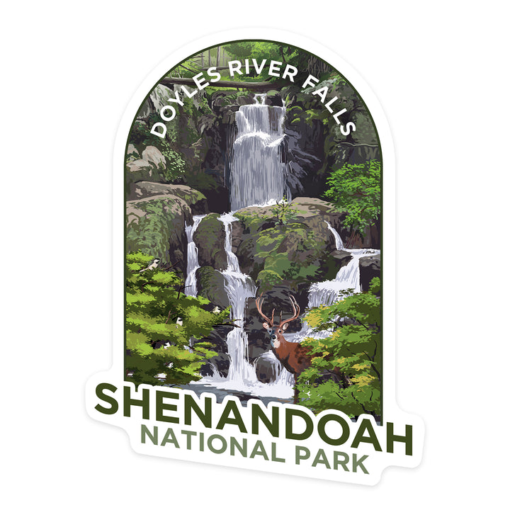 Shenandoah National Park, Virginia, Doyles River Falls, Contour, Lantern Press Artwork, Vinyl Sticker