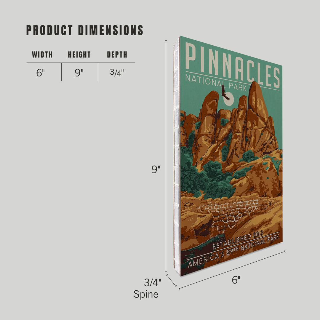 Lined 6x9 Journal, Pinnacles National Park, California, WPA Formations and Condor, Lay Flat, 193 Pages, FSC paper