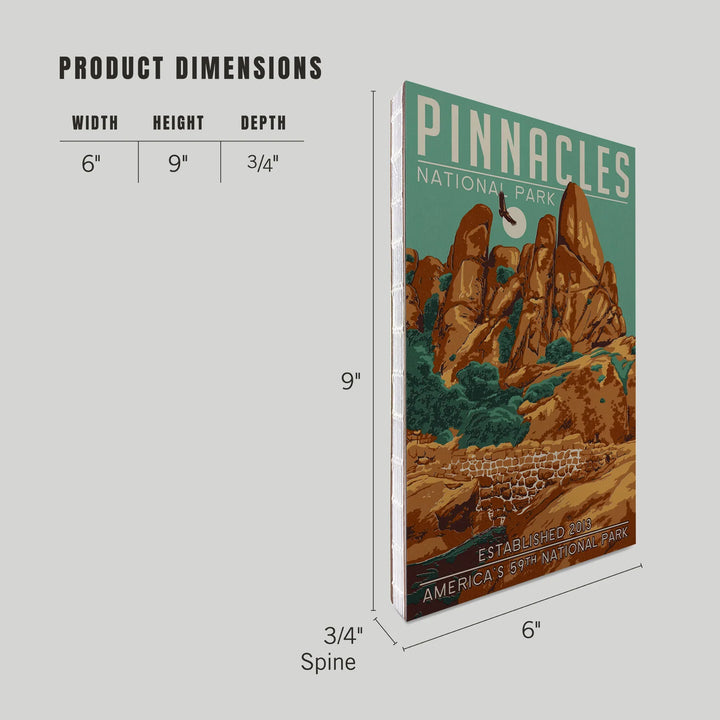 Lined 6x9 Journal, Pinnacles National Park, California, WPA Formations and Condor, Lay Flat, 193 Pages, FSC paper