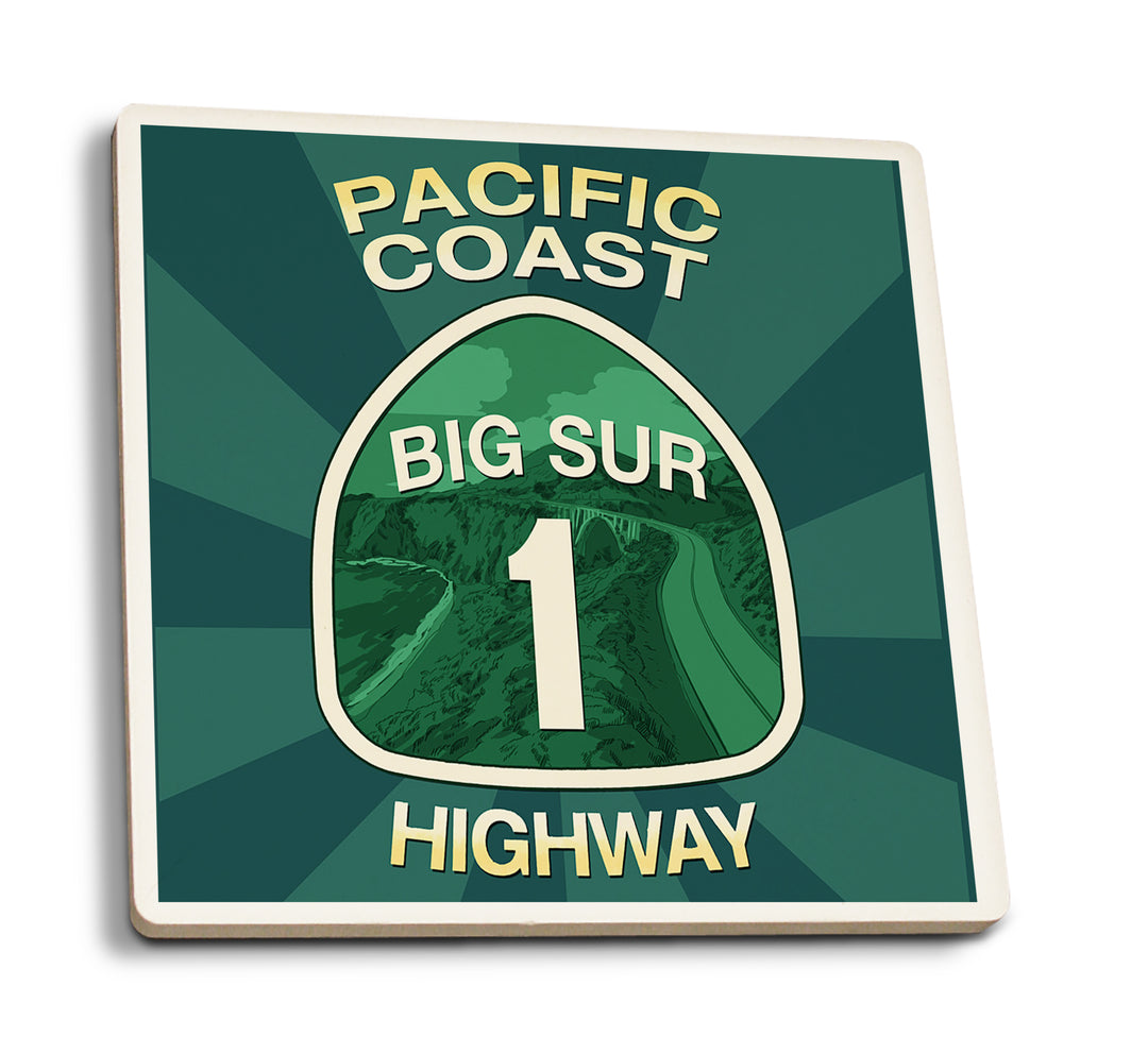 Highway 1, California, Big Sur, Pacific Coast Highway Sign, Coaster Set