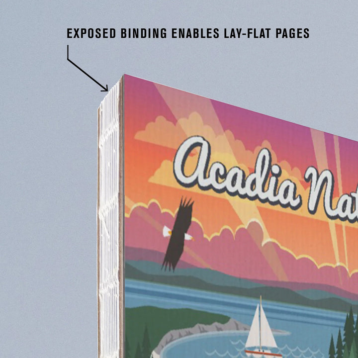 Lined 6x9 Journal, Acadia National Park, Retro View, Lay Flat, 193 Pages, FSC paper