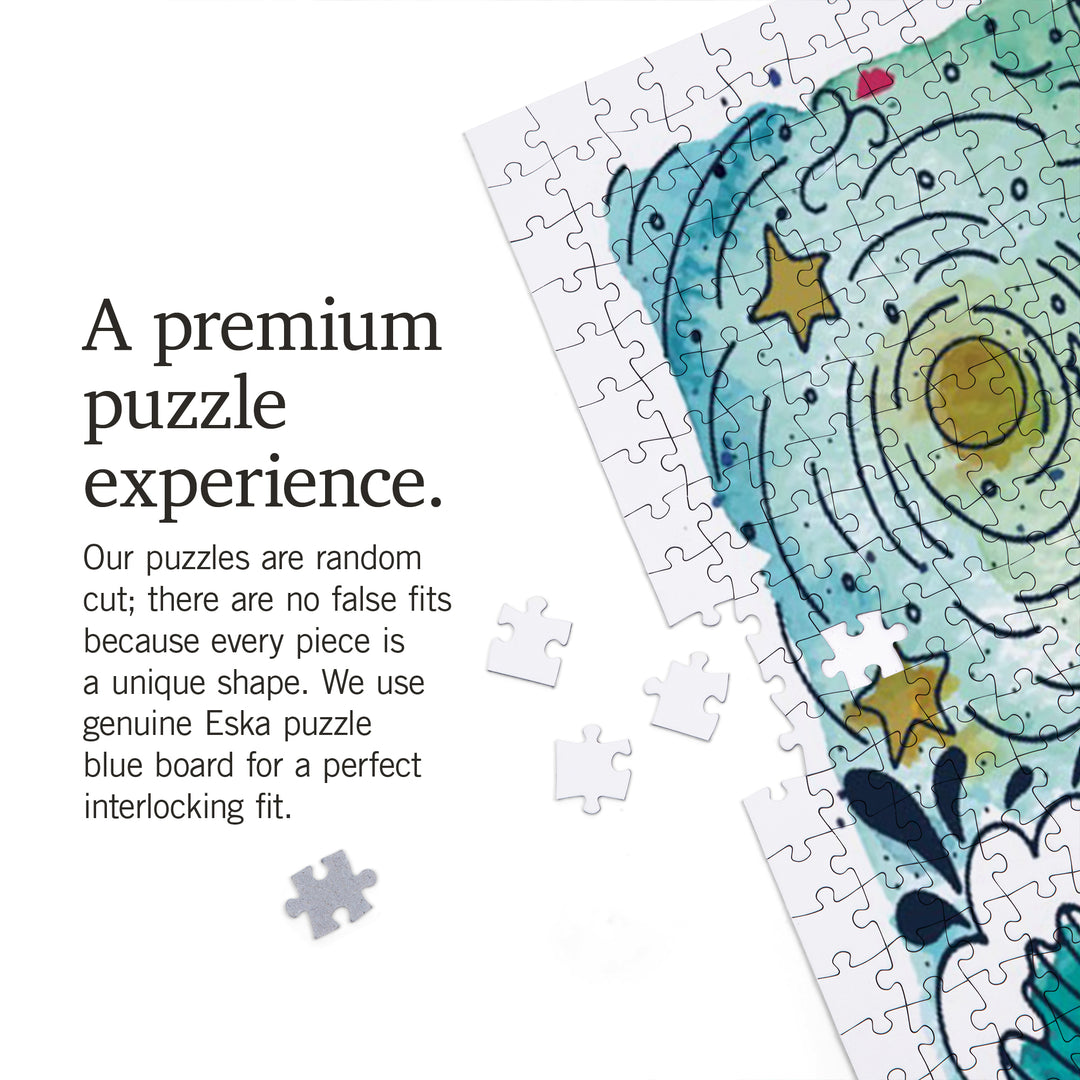 Providence, Rhode Island, Watercolor Whale, Deep Blue Sea, Nautical Art, 1000 Piece Jigsaw Puzzle