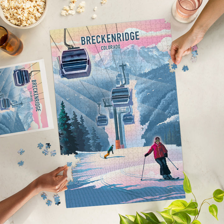 Breckenridge, Colorado, Lithograph, Gondola, Jigsaw Puzzle