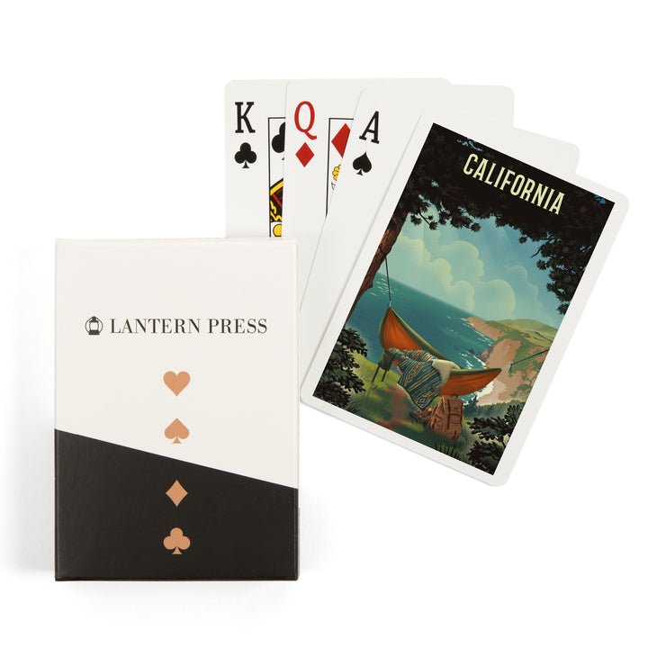 Playing Cards, California, Today's Office, Coastal Series, Hammock on Beach, 52 Card Deck with Jokers in Box, Unique Art